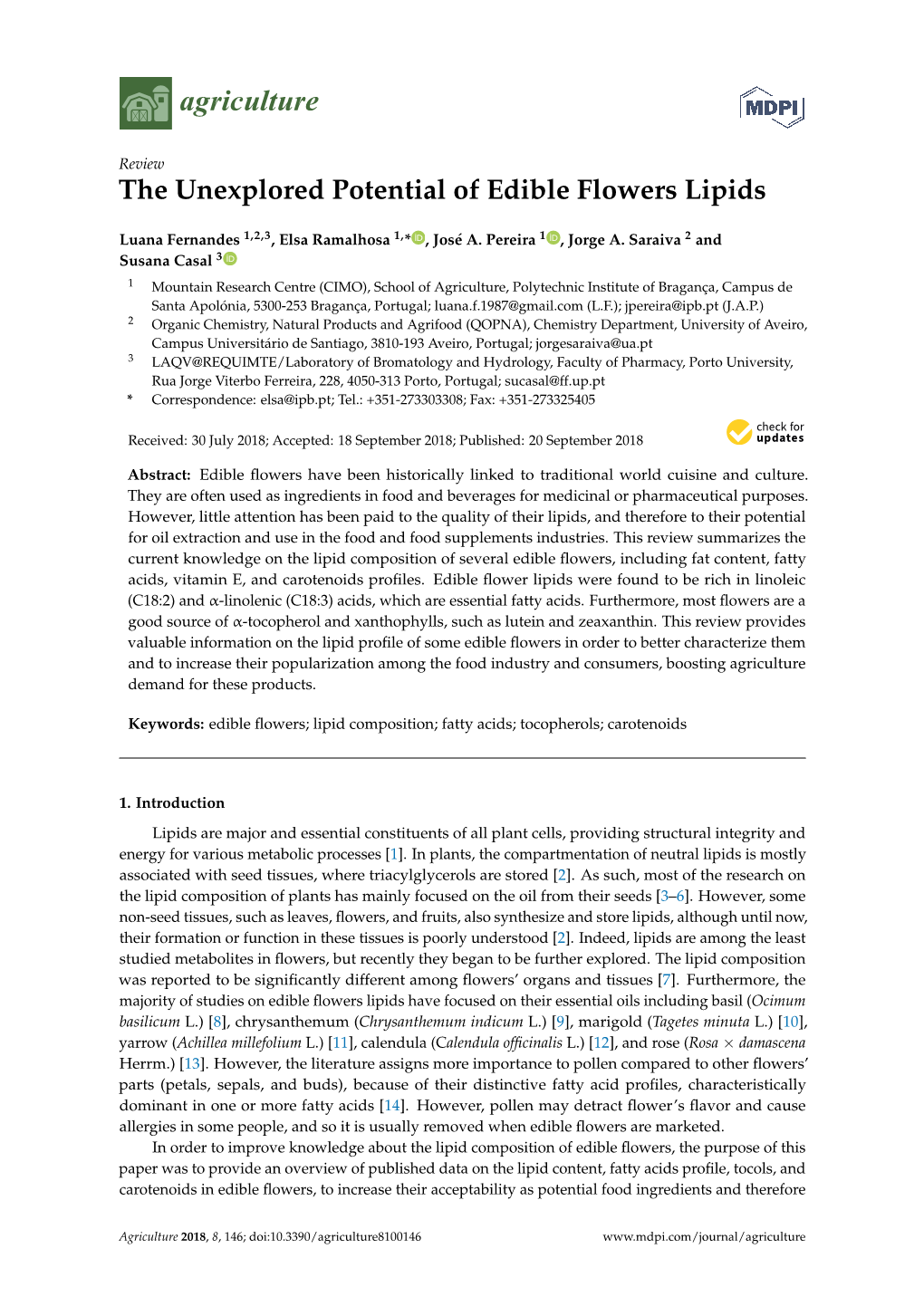 The Unexplored Potential of Edible Flowers Lipids