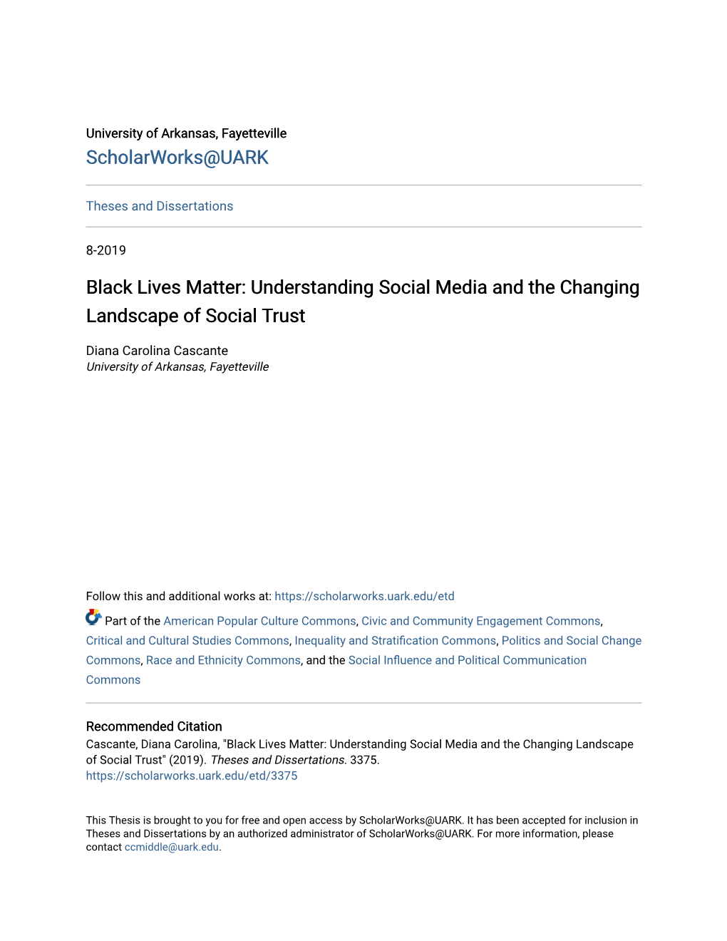 Black Lives Matter: Understanding Social Media and the Changing Landscape of Social Trust