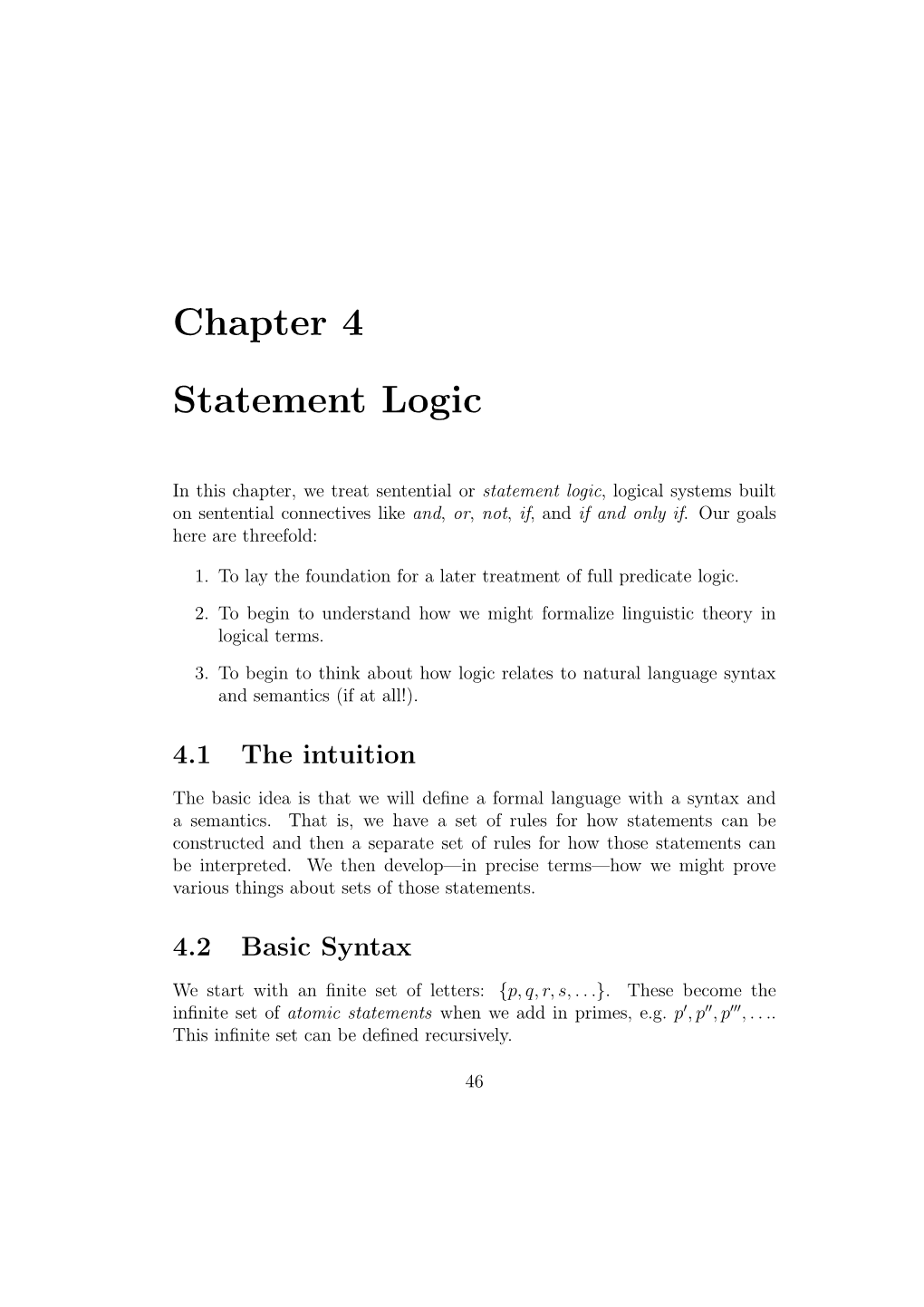 Chapter 4 Statement Logic