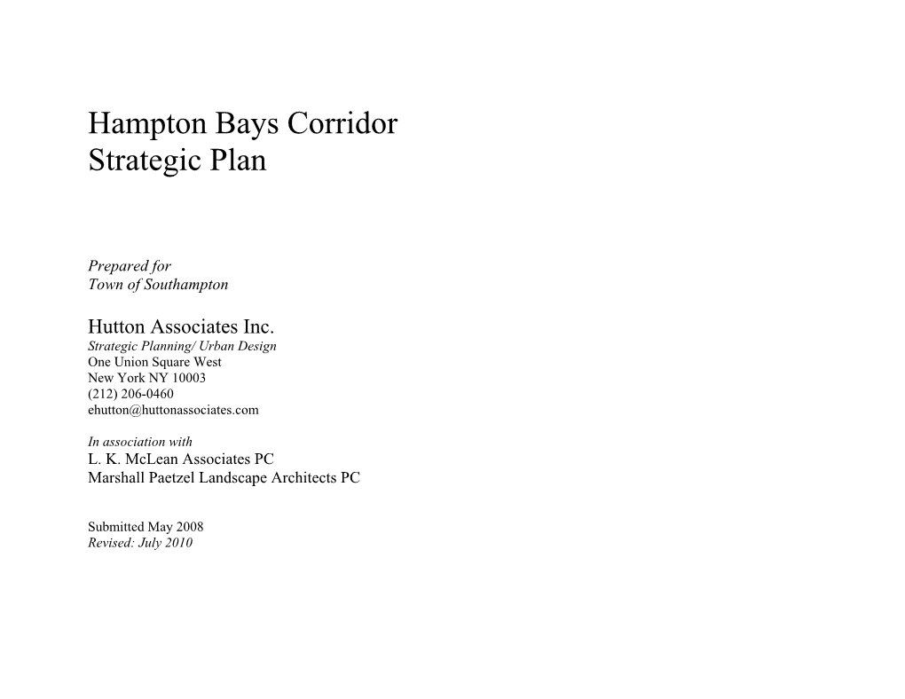 Hampton Bays Corridor Strategic Plan