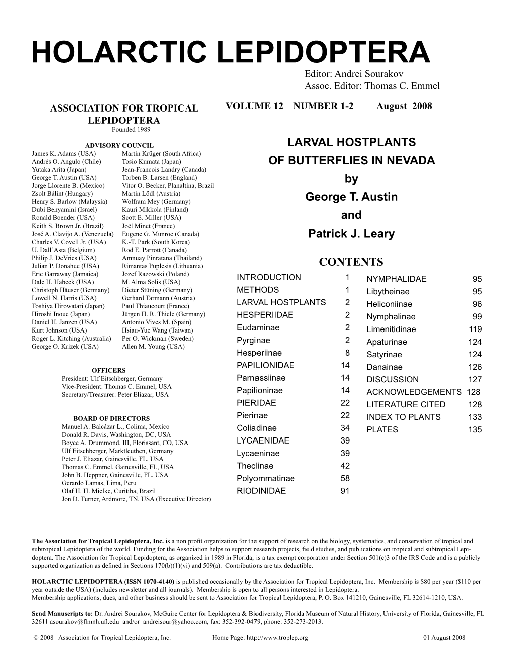 Larval Hostplants of Butterflies in Nevada