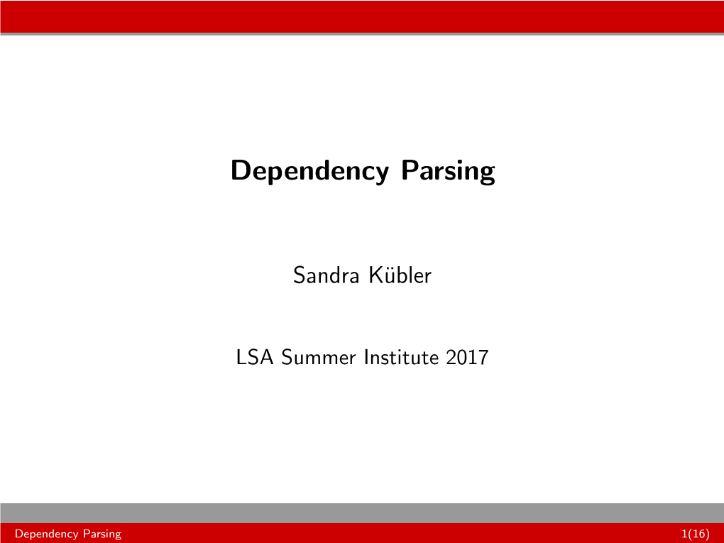 Dependency Parsing