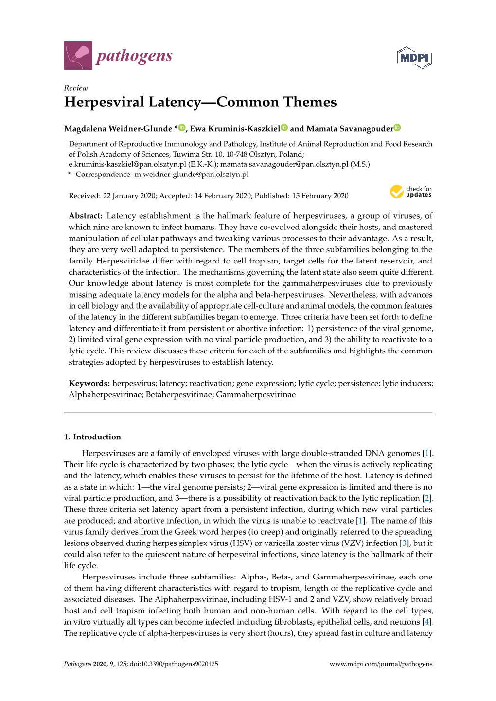 Herpesviral Latency—Common Themes