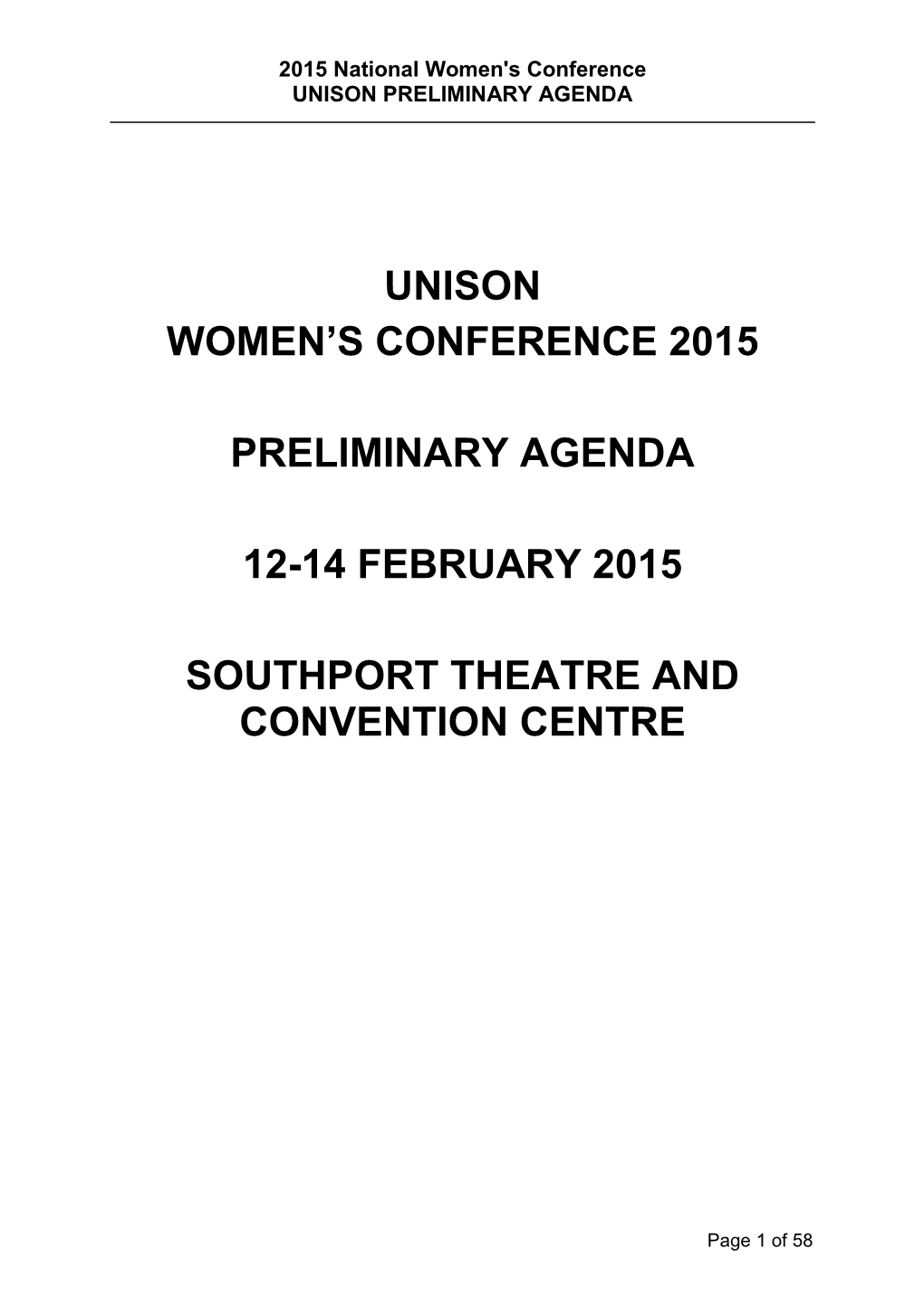 Unison Women's Conference 2015 Preliminary Agenda 12
