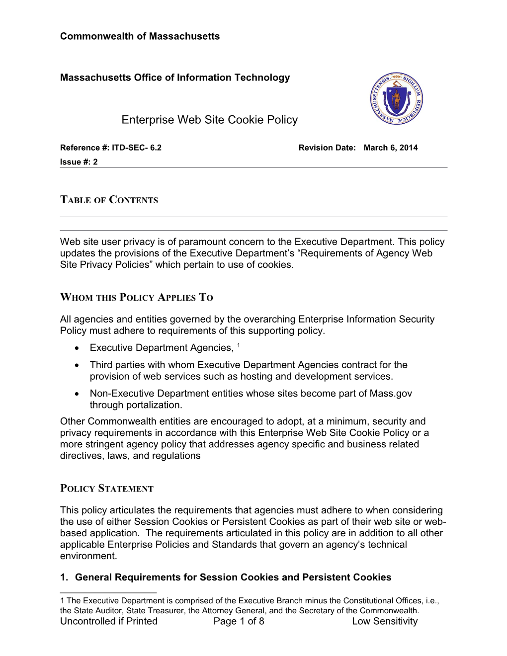 Enterprise Web Site Cookie Policy