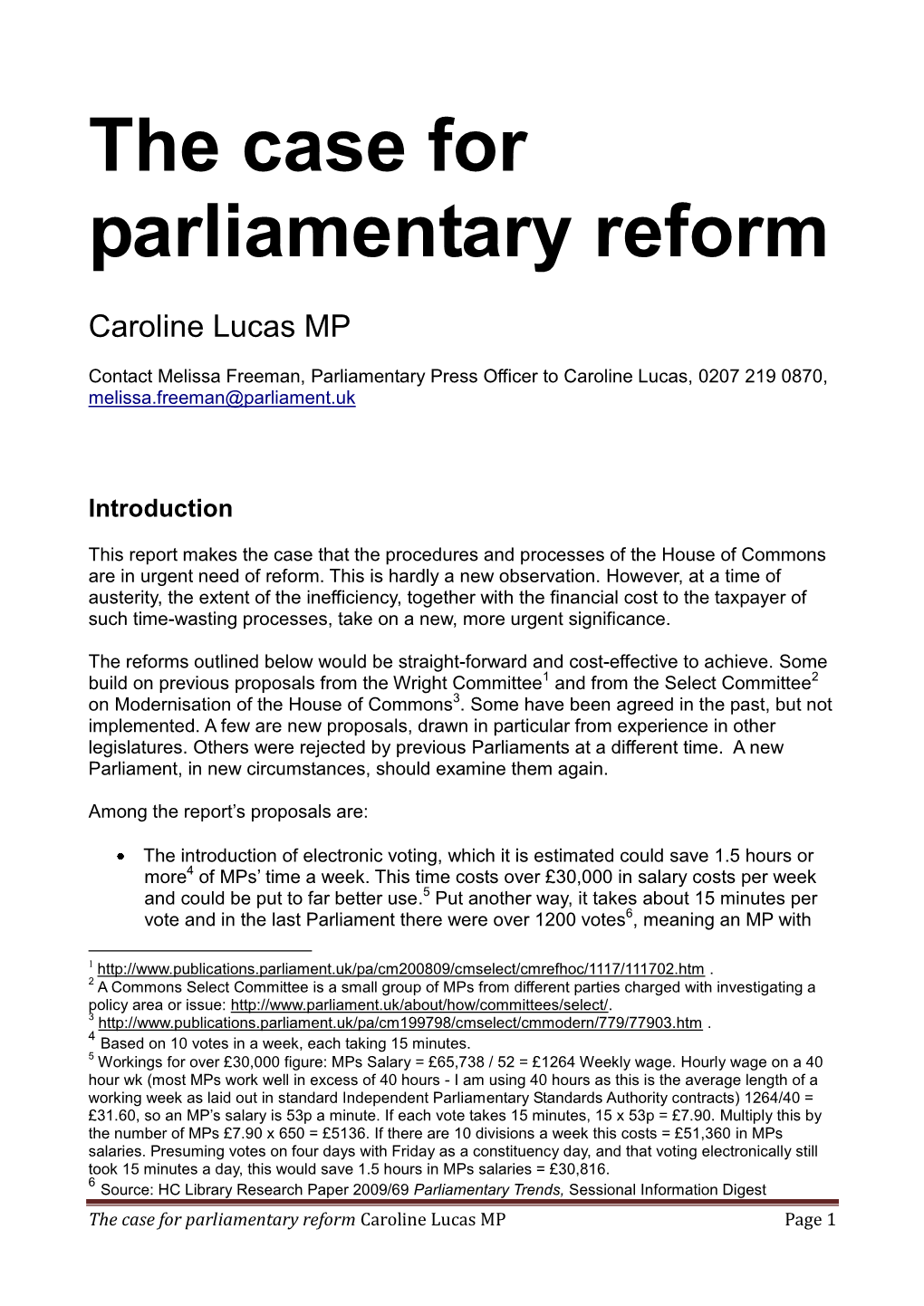 The Case for Parliamentary Reform