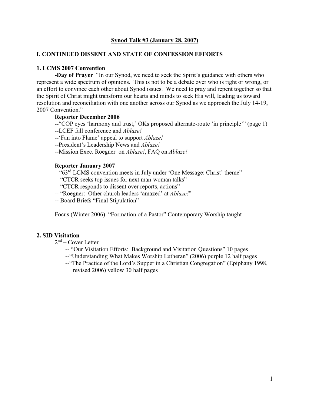 Do We Need Another Synod? (The Lutheran Herald, August 2006) by James Heiser, Pages 1, 7-8 2