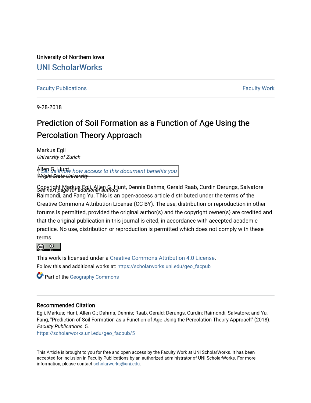 Prediction of Soil Formation As a Function of Age Using the Percolation Theory Approach