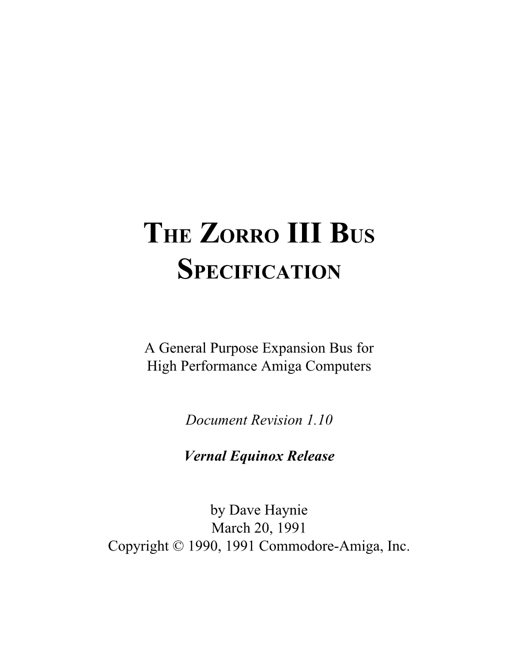 The Zorro Iii Bus Specification