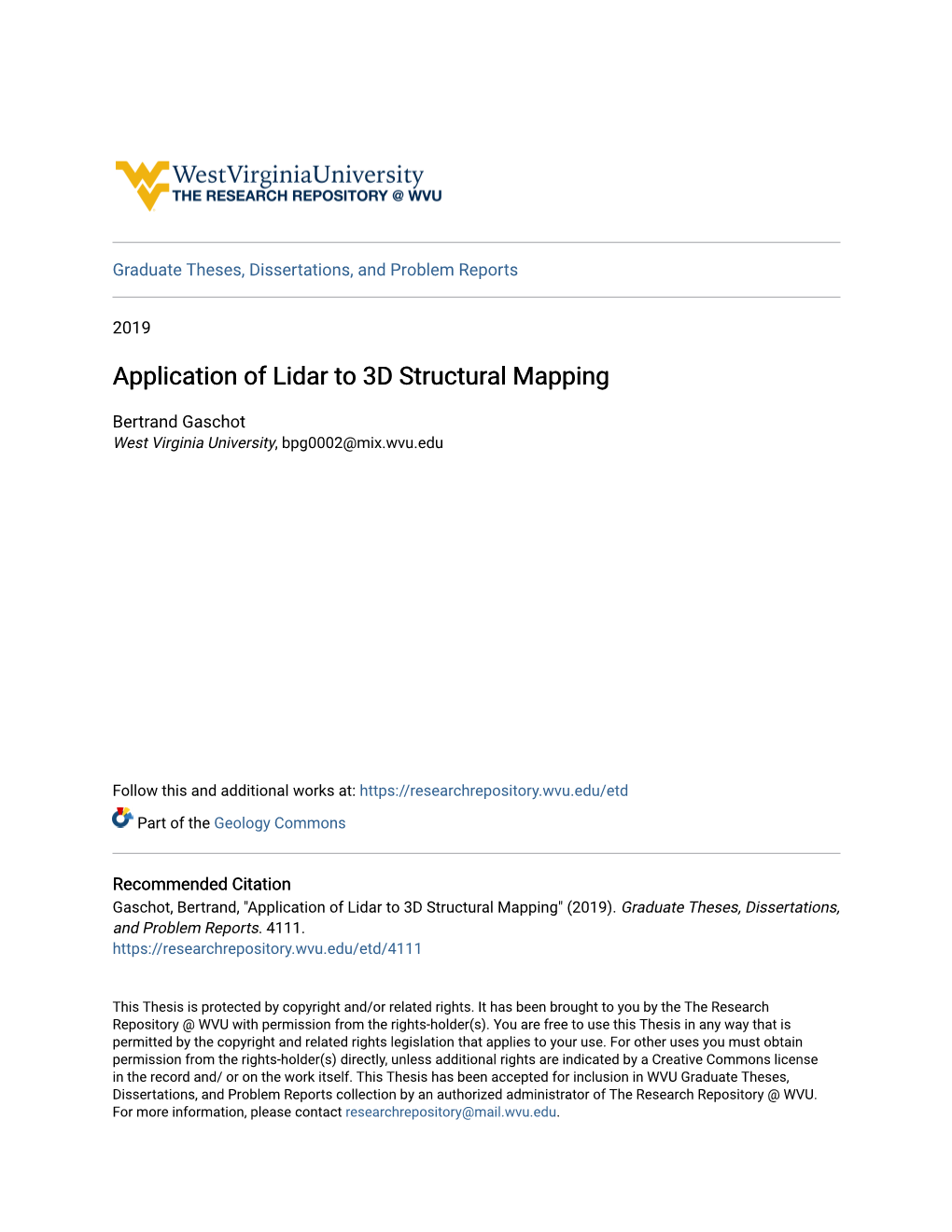 Application of Lidar to 3D Structural Mapping