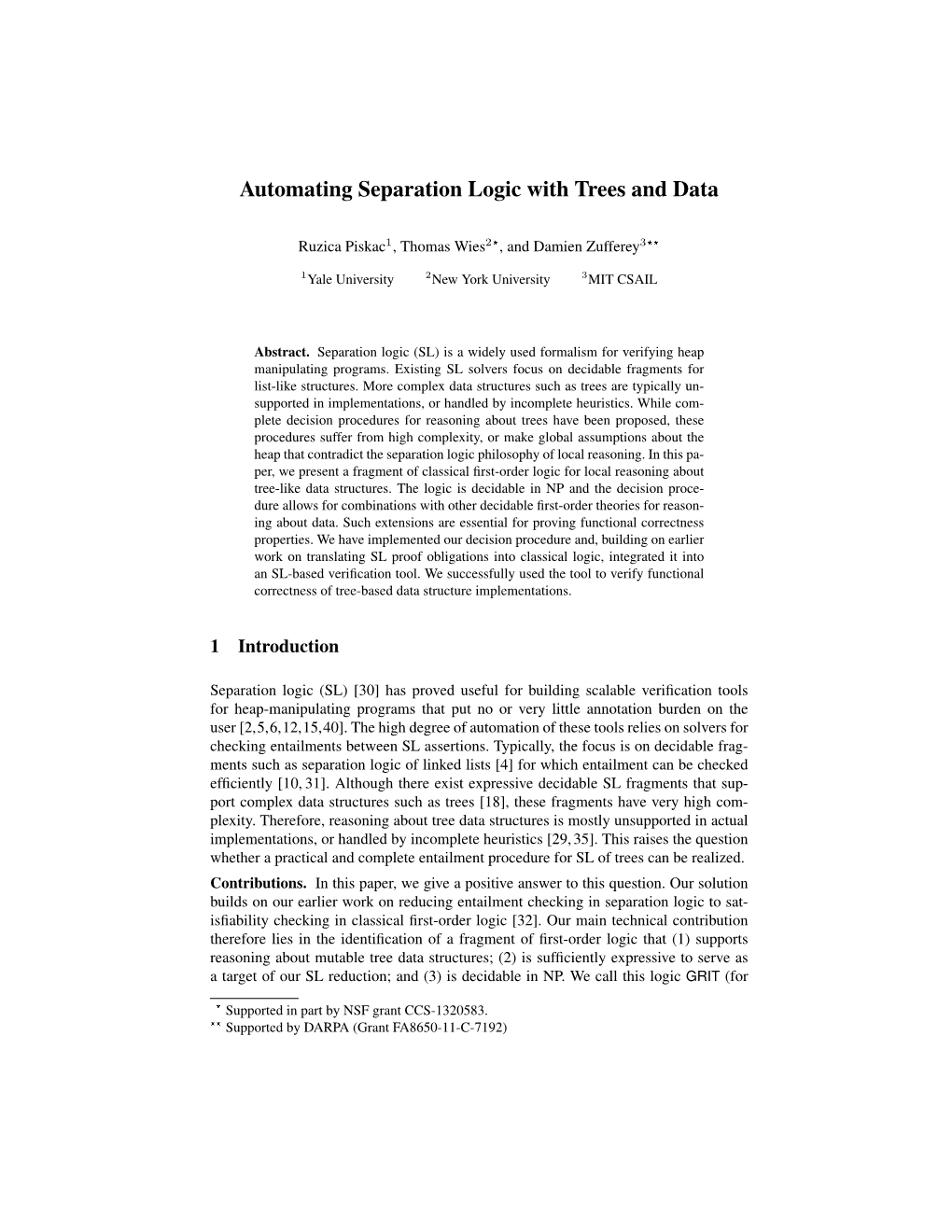 Automating Separation Logic with Trees and Data