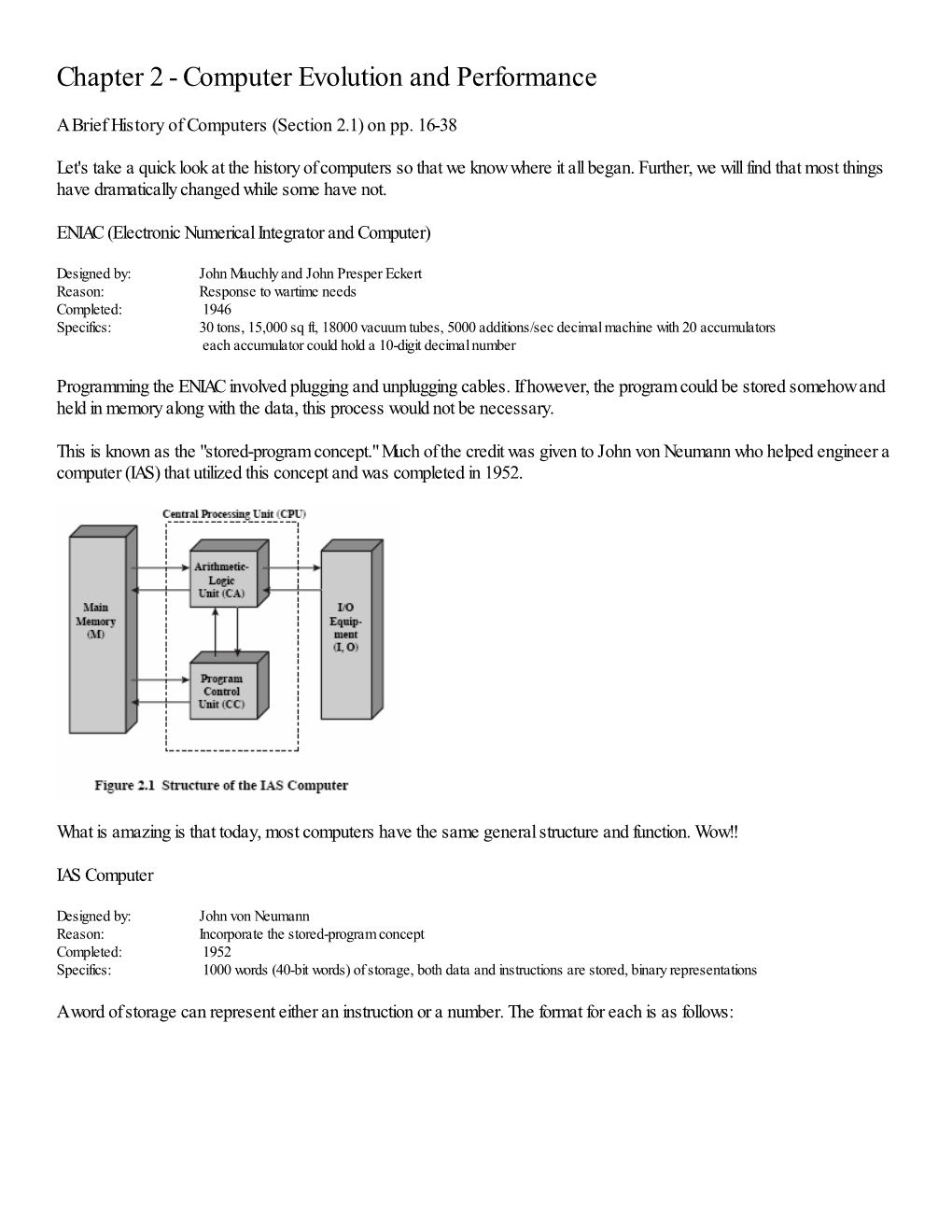 Chapter 2 - Computer Evolution and Performance