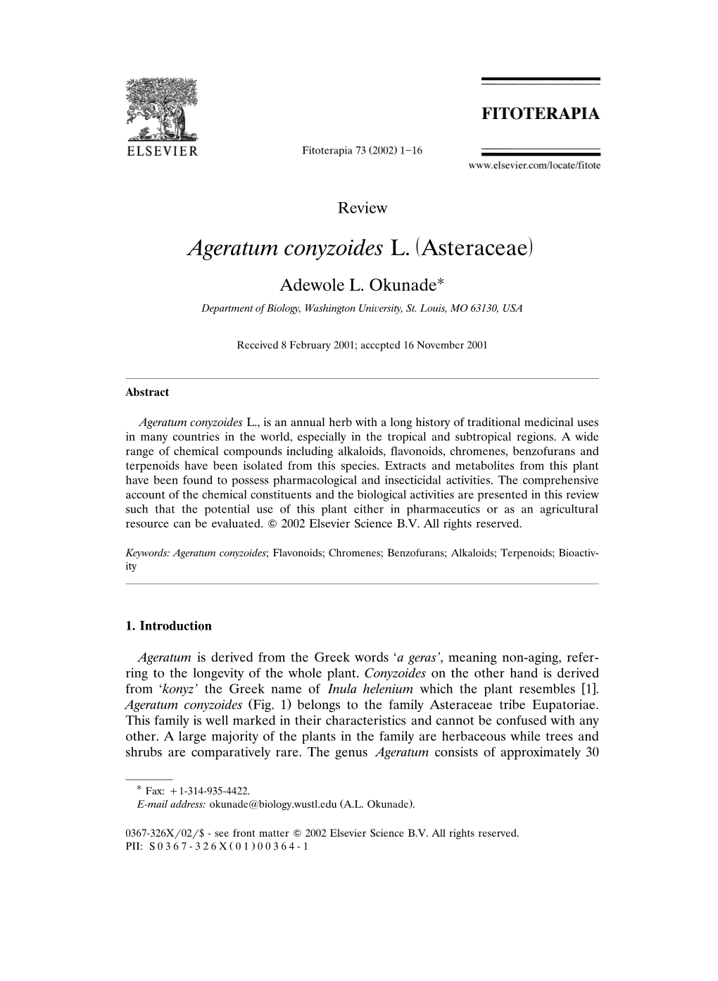 Ž / Ageratum Conyzoides L. Asteraceae