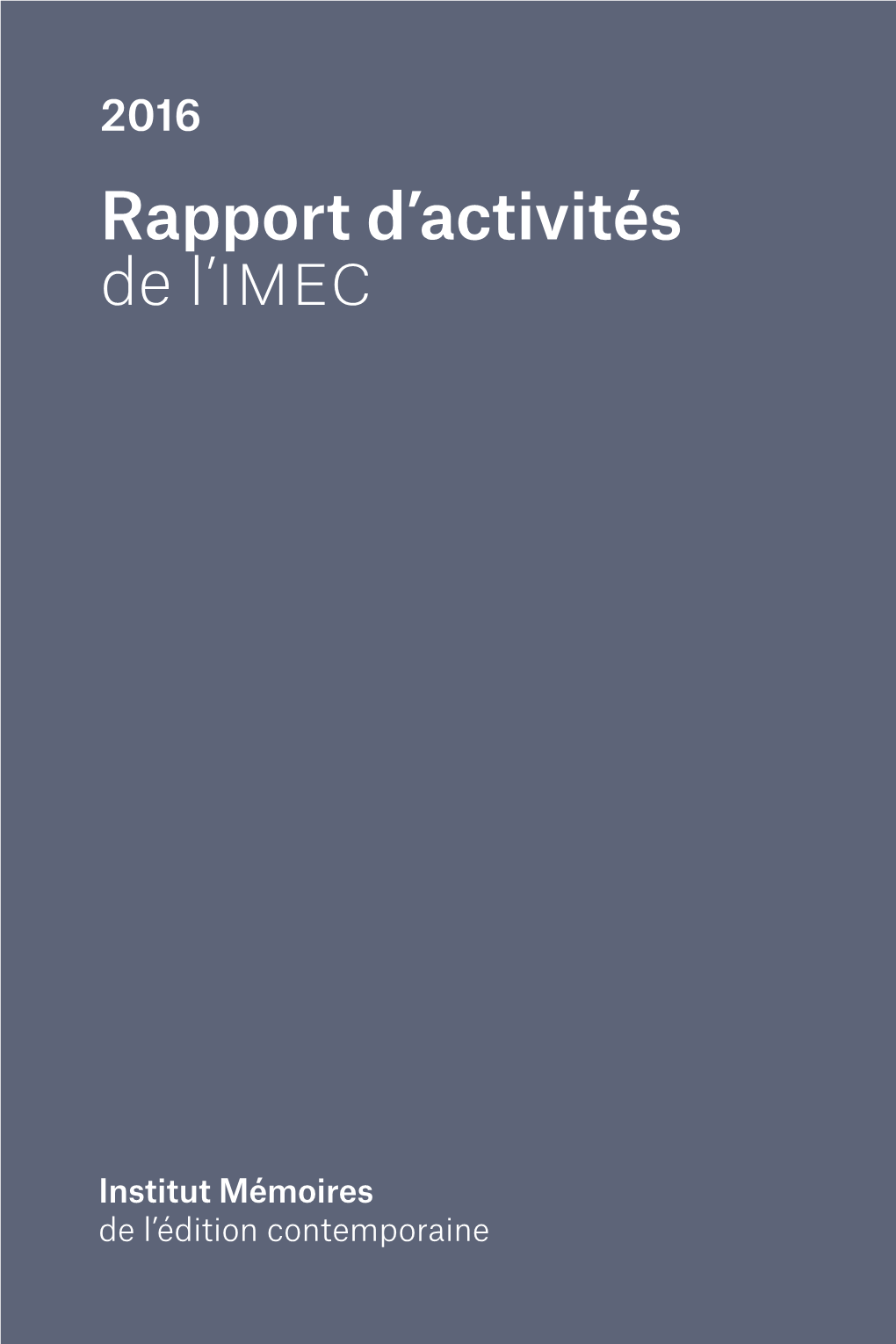 Rapport D'activités De L'imec