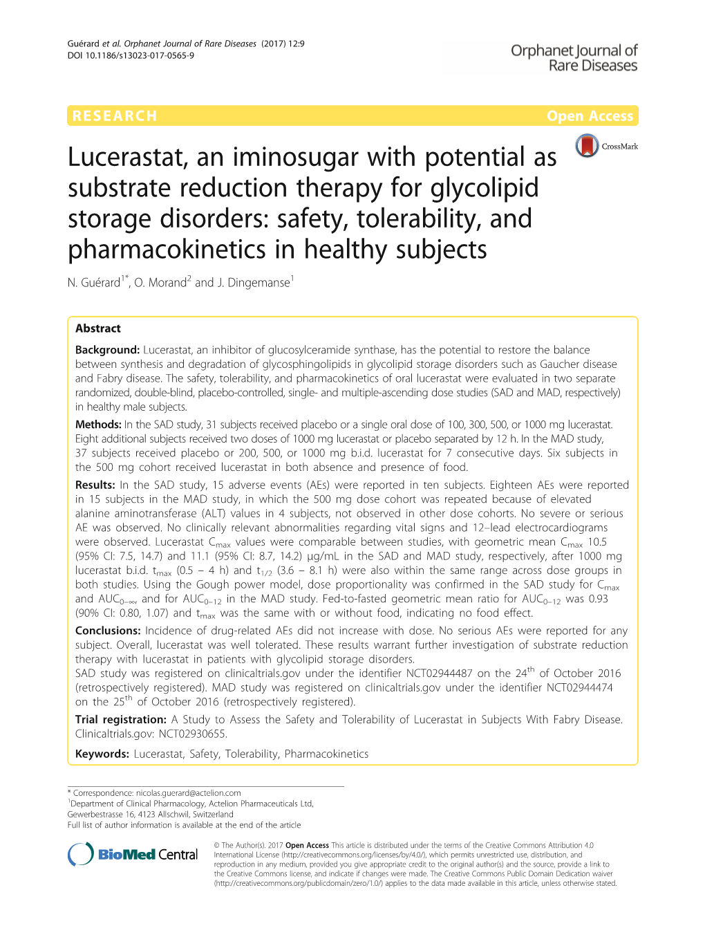 Lucerastat, an Iminosugar with Potential As Substrate Reduction Therapy for Glycolipid Storage Disorders: Safety, Tolerability