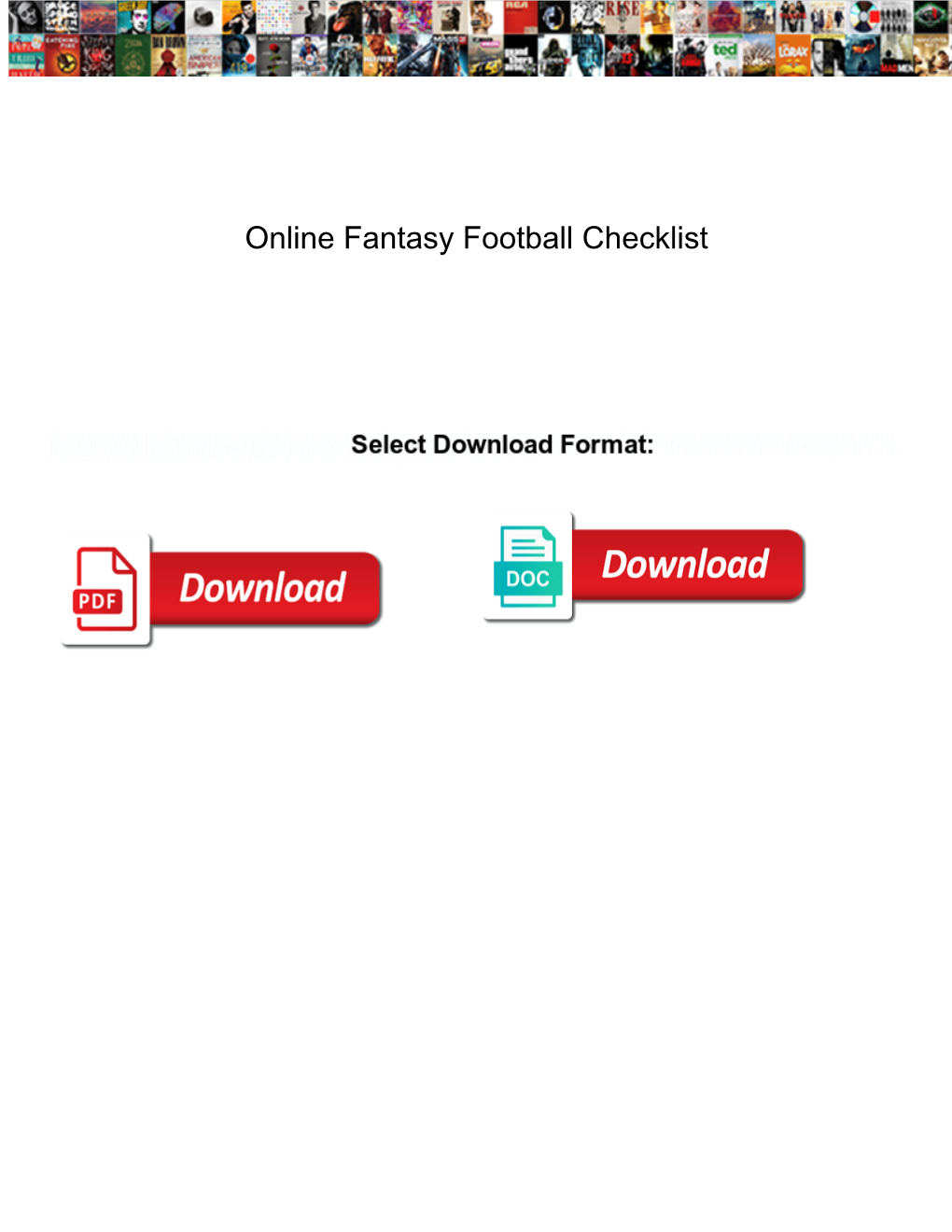 Online Fantasy Football Checklist