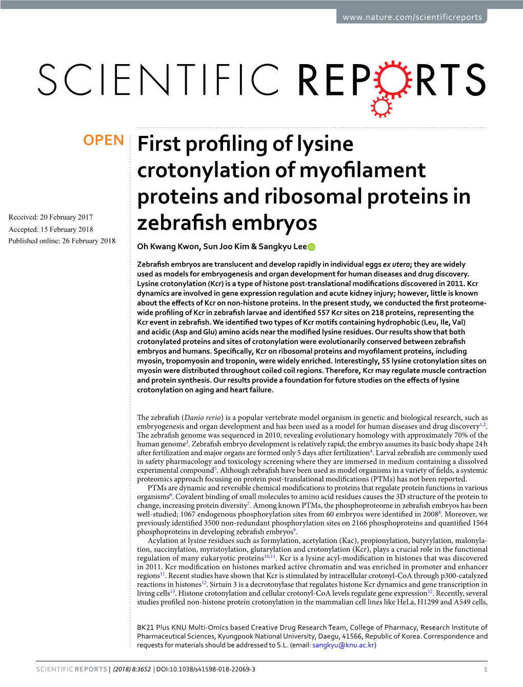 First Profiling of Lysine Crotonylation of Myofilament Proteins and Ribosomal