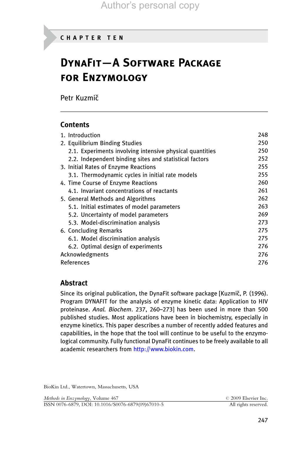 Dynafit—A Software Package for Enzymology