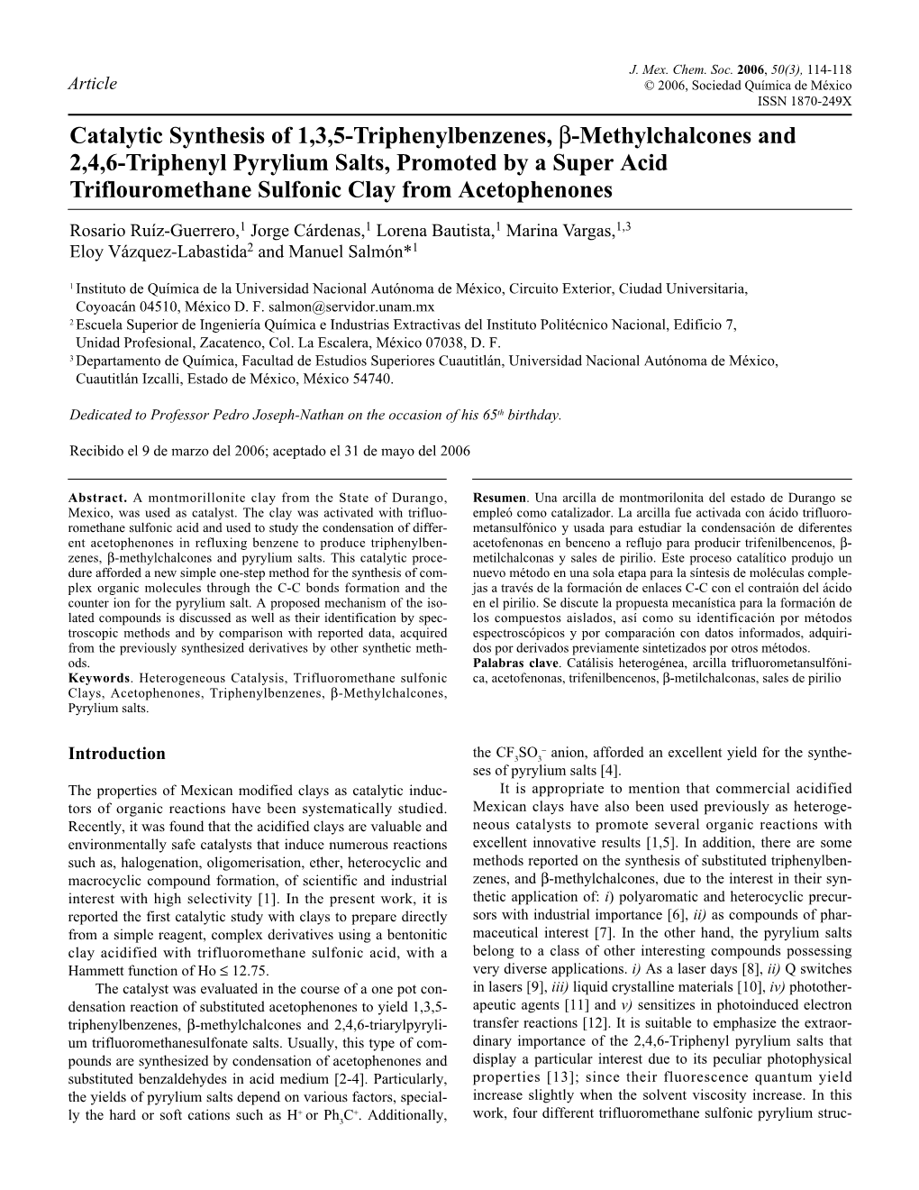 Catalytic Synthesis of 1,3,5-Triphenylbenzenes, Β