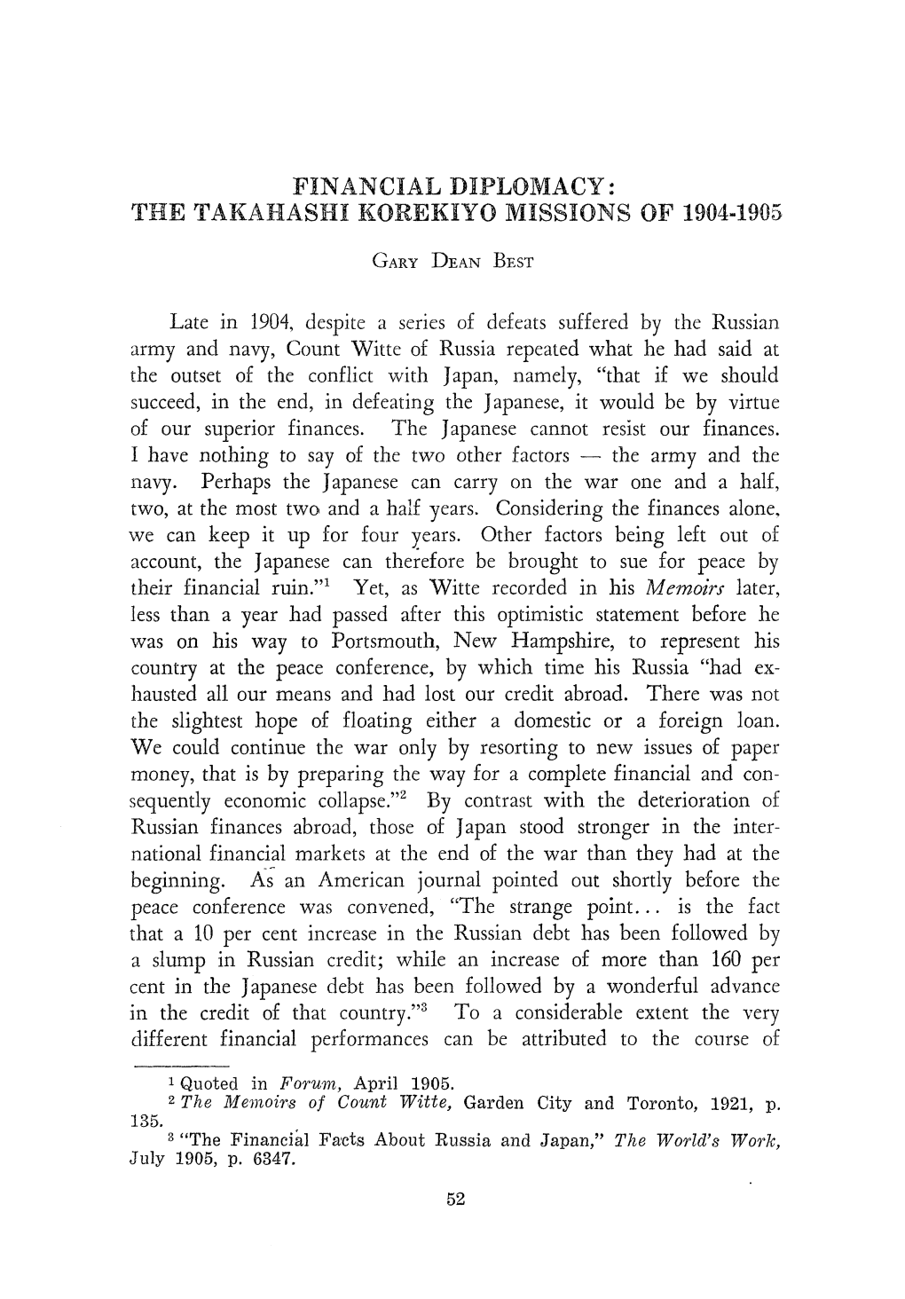 Takahashi Korekiyo Missions of 1904-1905