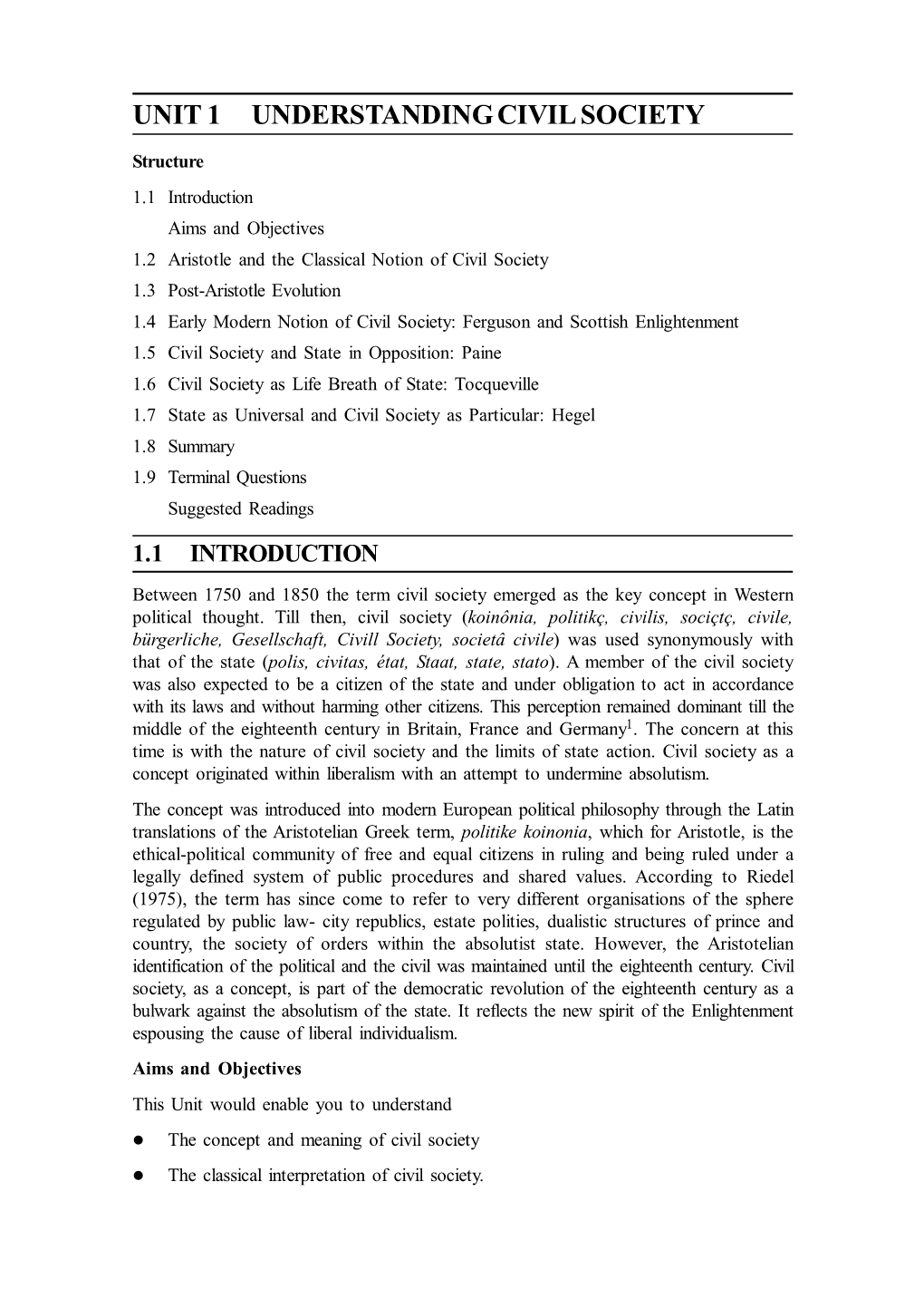 Unit 1 Understanding Civil Society