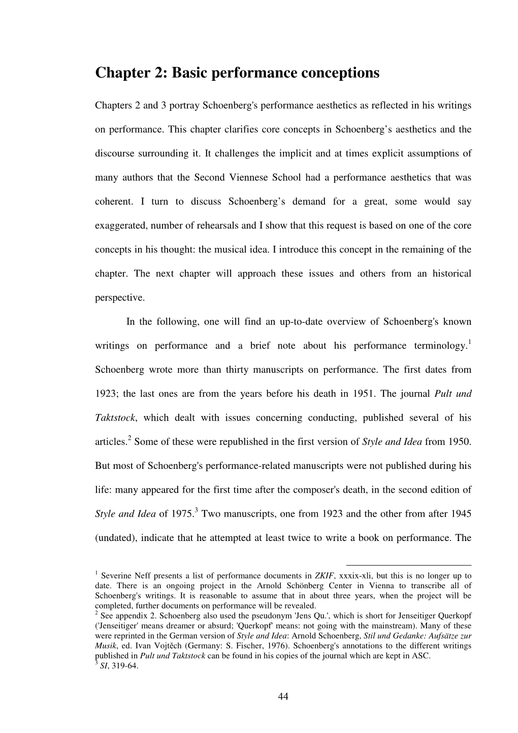 Chapter 2: Basic Performance Conceptions