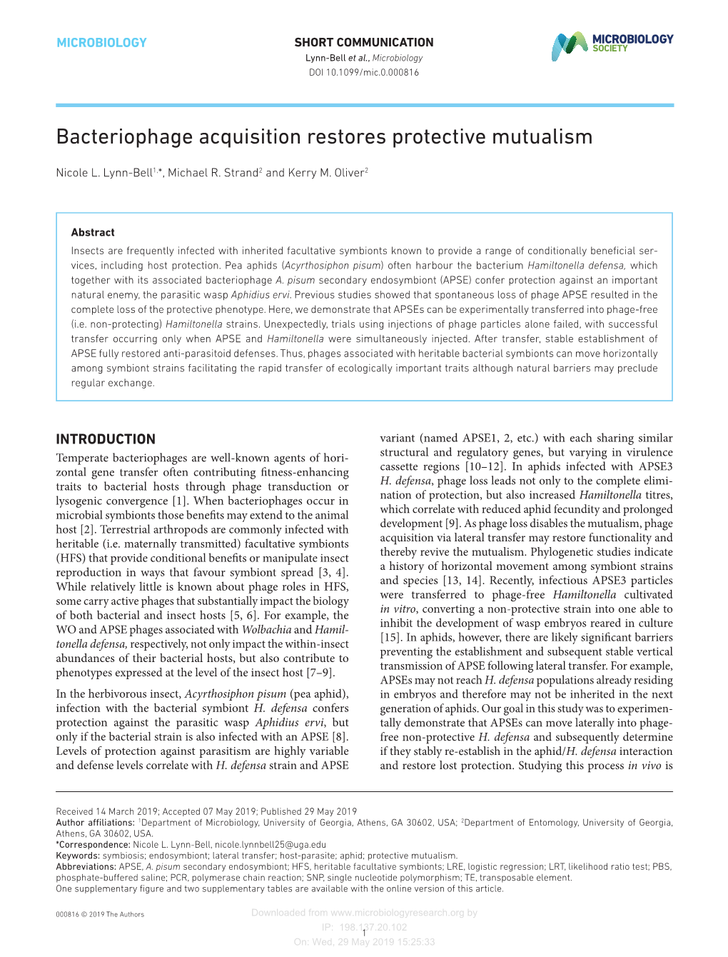 Bacteriophage Acquisition Restores Protective Mutualism