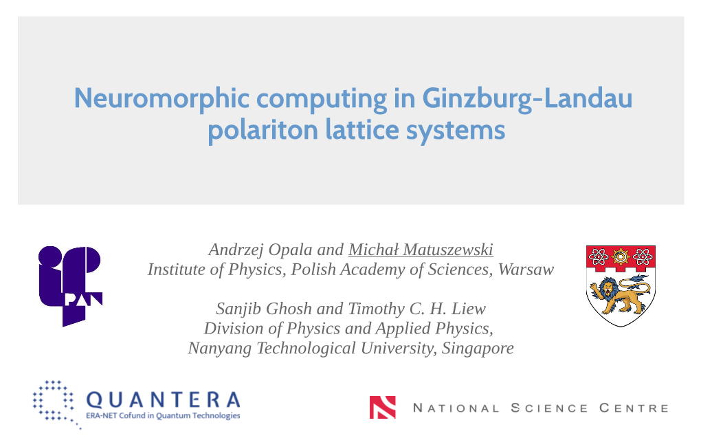 Neuromorphic Computing in Ginzburg-Landau Lattice Systems