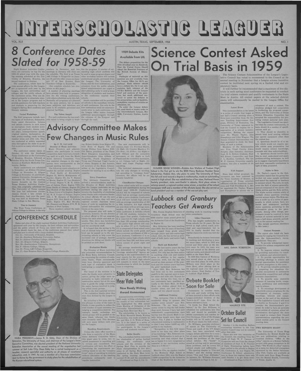 Science Contest Asked on Trial Basis in 1959
