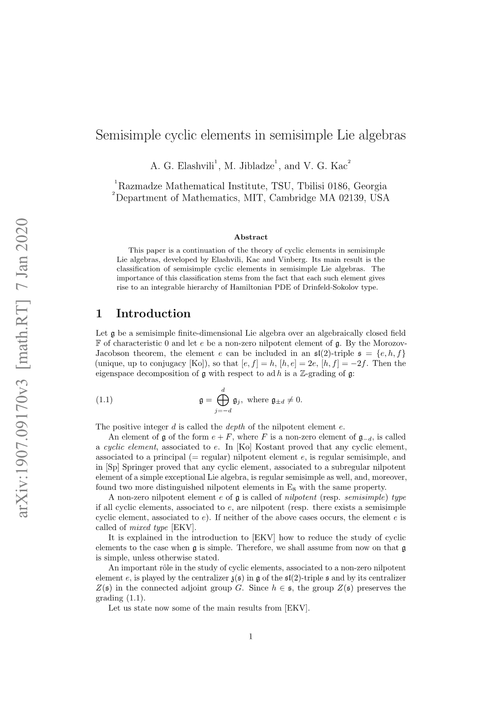 Semisimple Cyclic Elements in Semisimple Lie Algebras