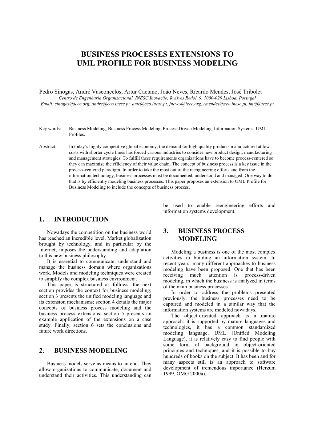 Business Processes Extensions to Uml Profile for Business Modeling