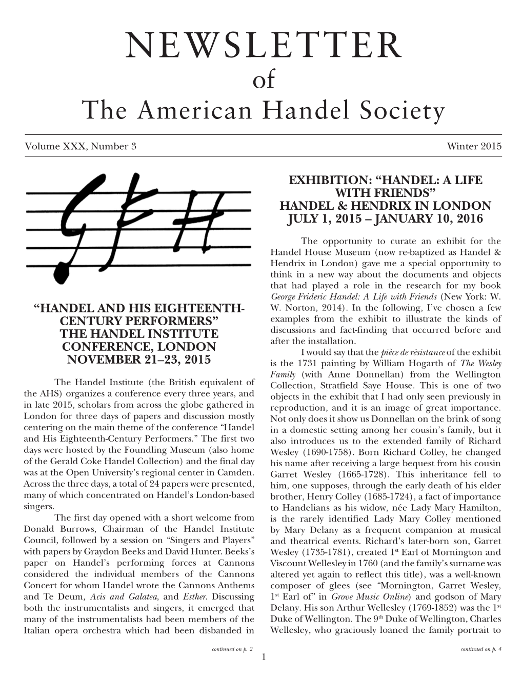 NEWSLETTER of the American Handel Society