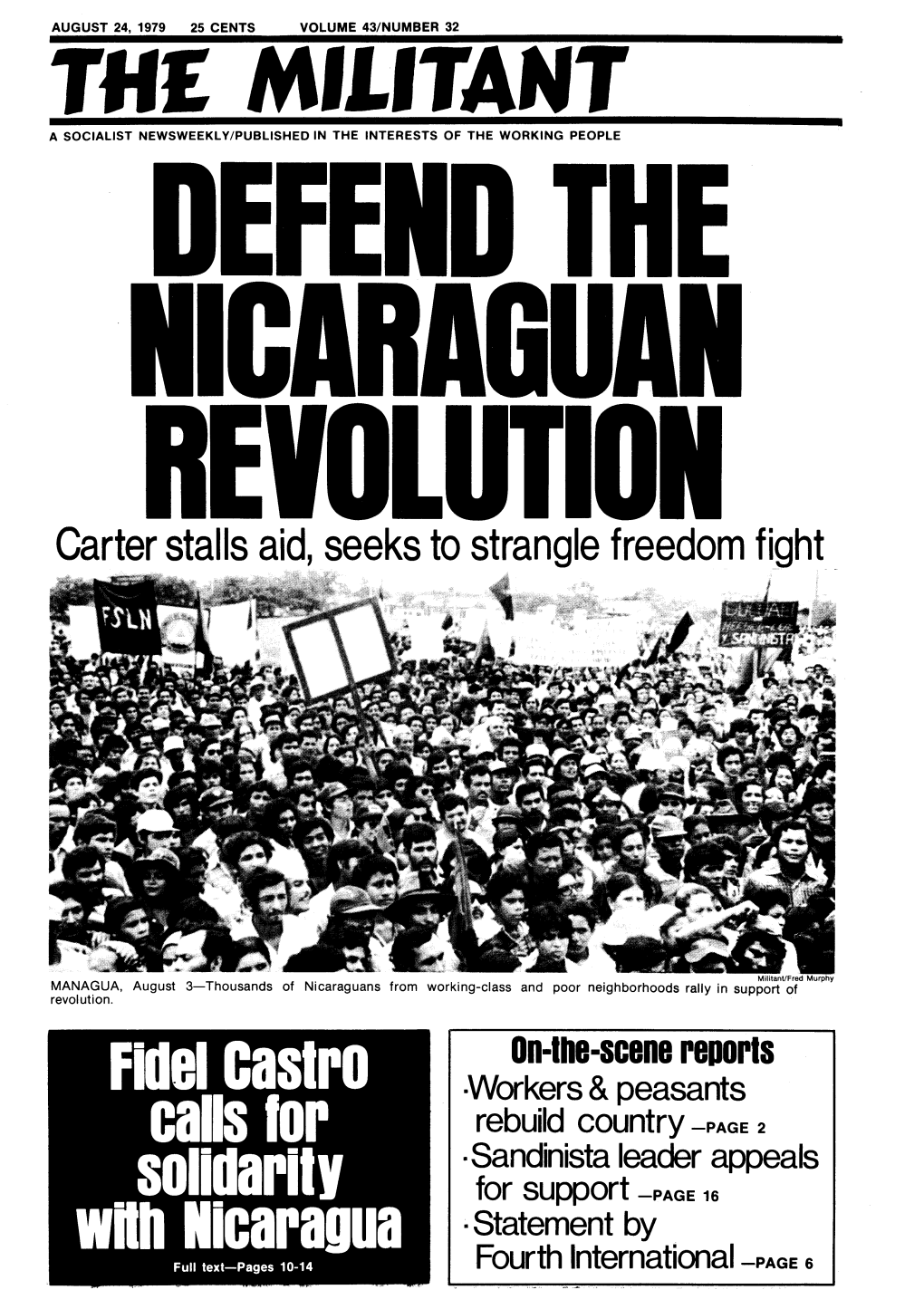 Fidel Castro Calls Lor Solidarity Wnh Nicaragua