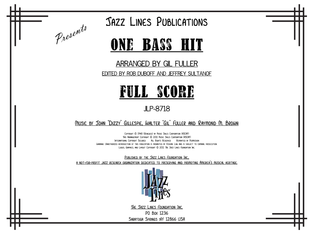 One Bass Hit Full Score