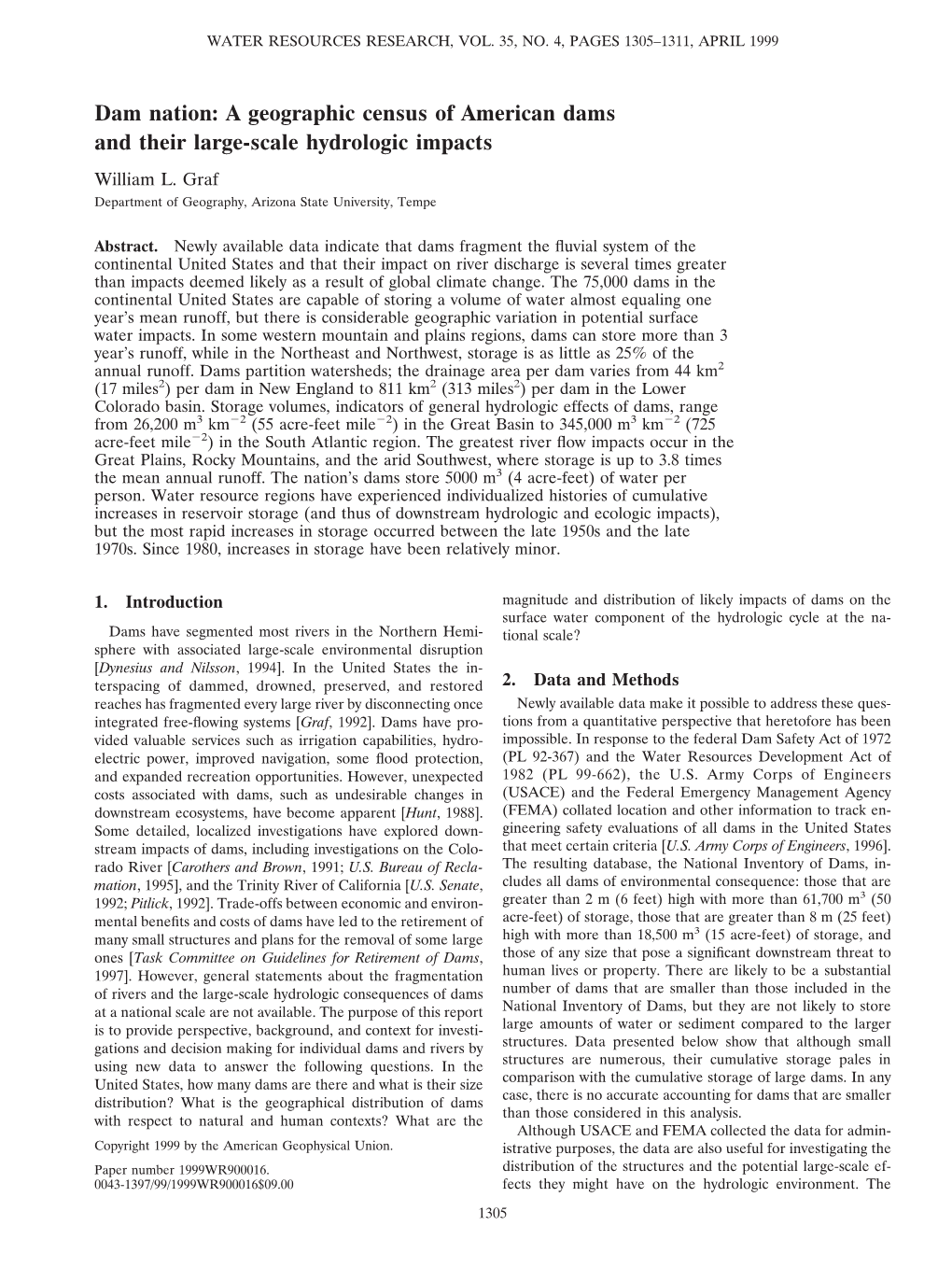 Dam Nation: a Geographic Census of American Dams and Their Large-Scale Hydrologic Impacts William L