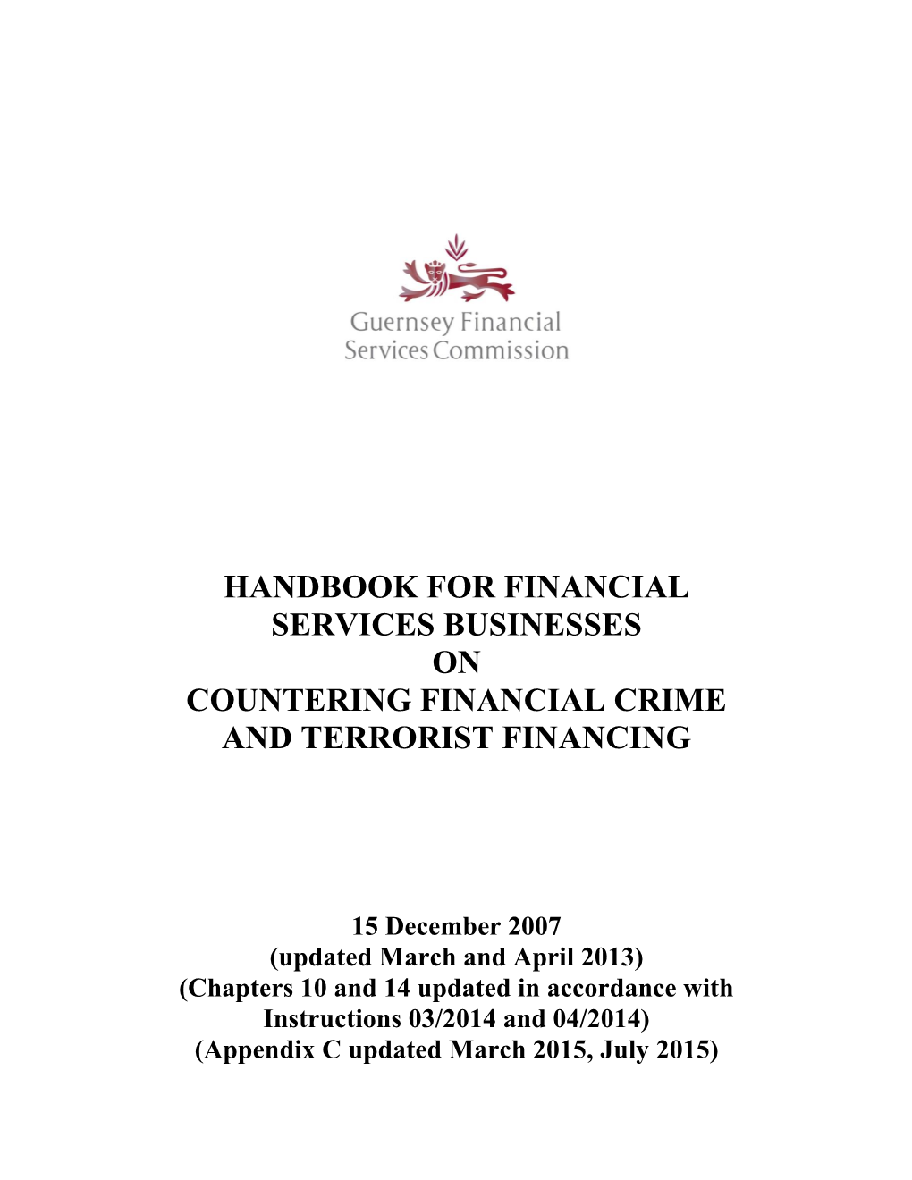 Handbook for Financial Services Businesses on Countering Financial Crime and Terrorist Financing