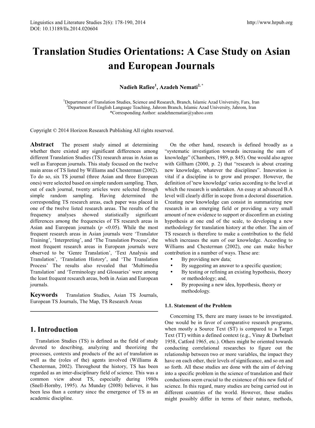 Translation Studies Orientations: a Case Study on Asian and European Journals