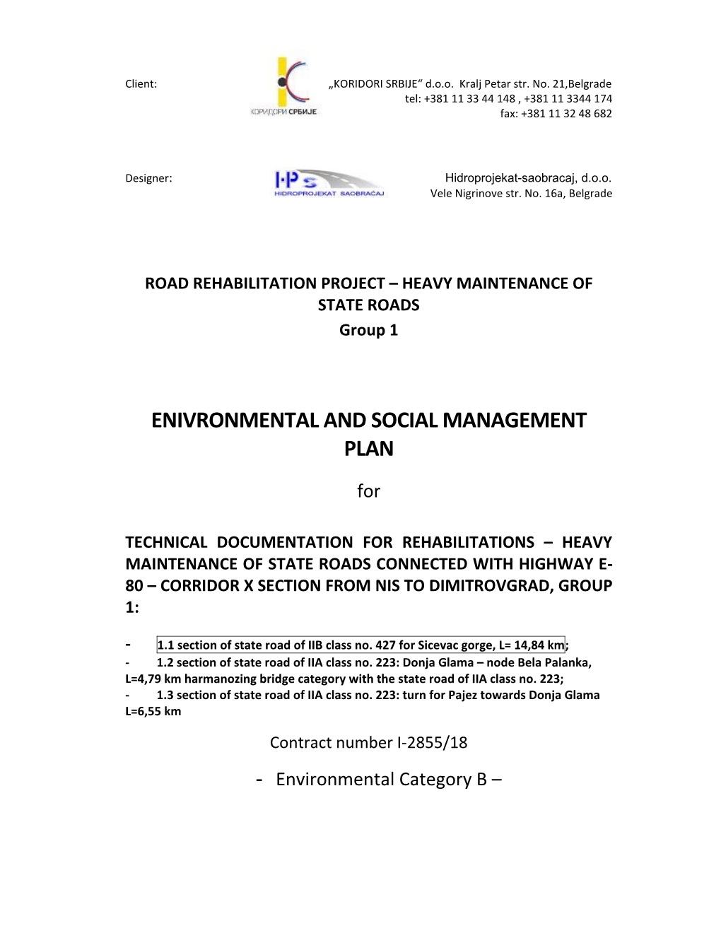 Enivronmental and Social Management Plan