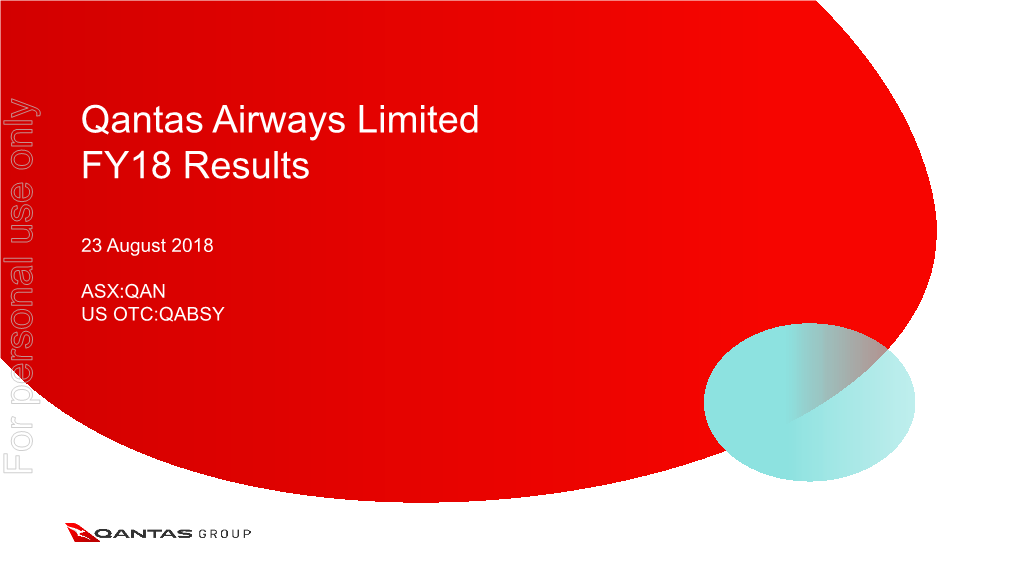 Qantas Airways Limited FY18 Results