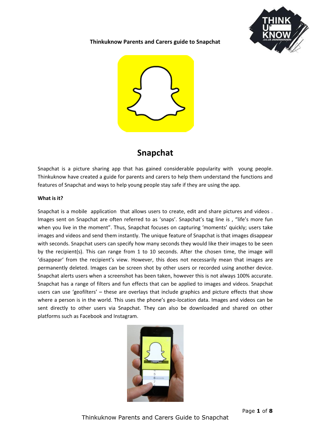 Thinkuknow Parents Guide to Snapchat