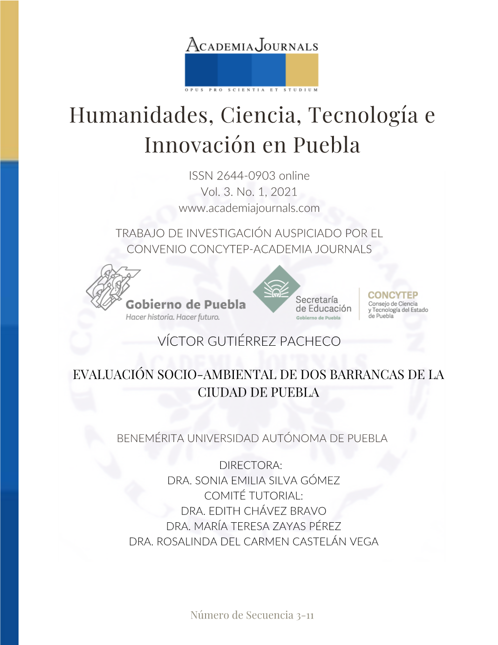 Evaluación Socio-Ambiental De Dos Barrancas De La Ciudad De Puebla