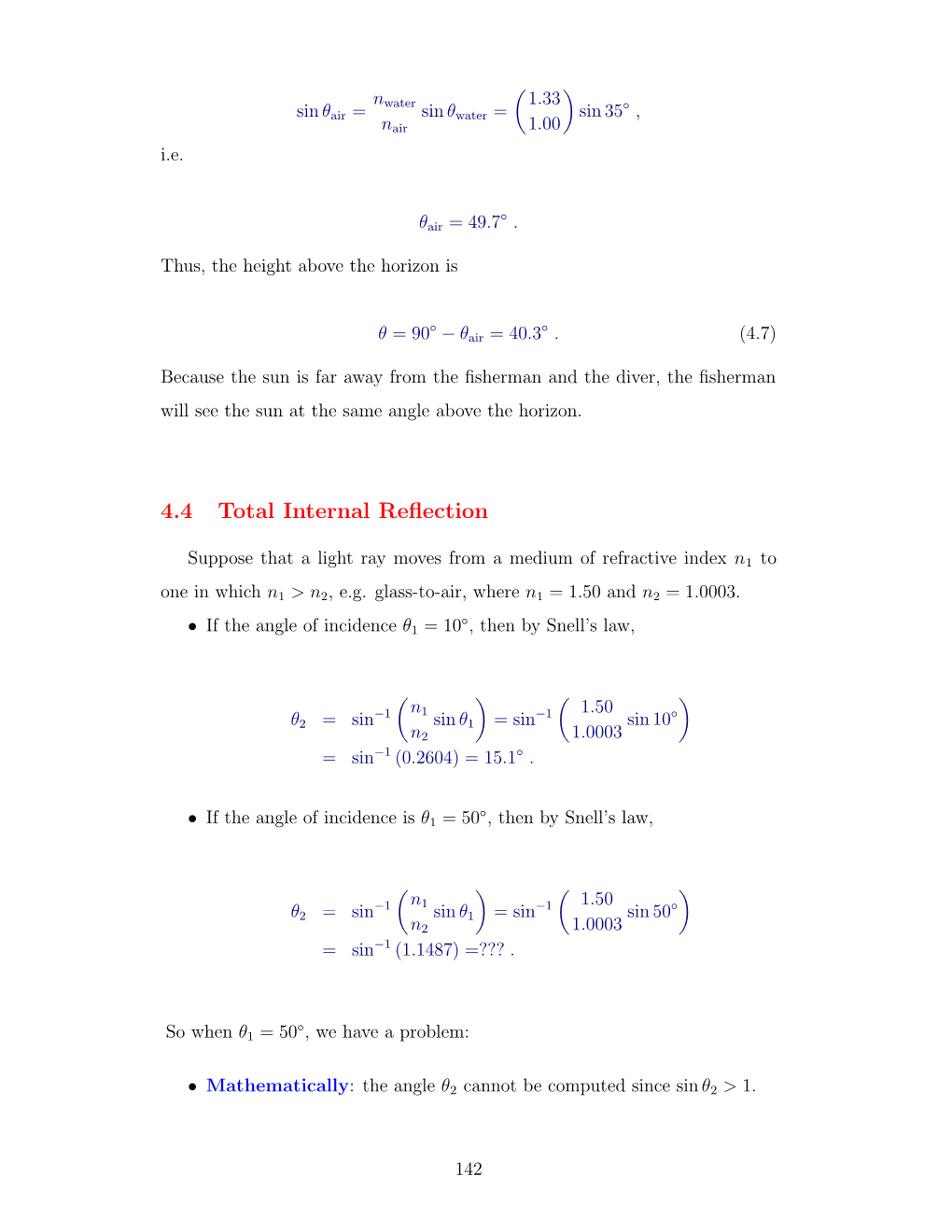 4.4 Total Internal Reflection