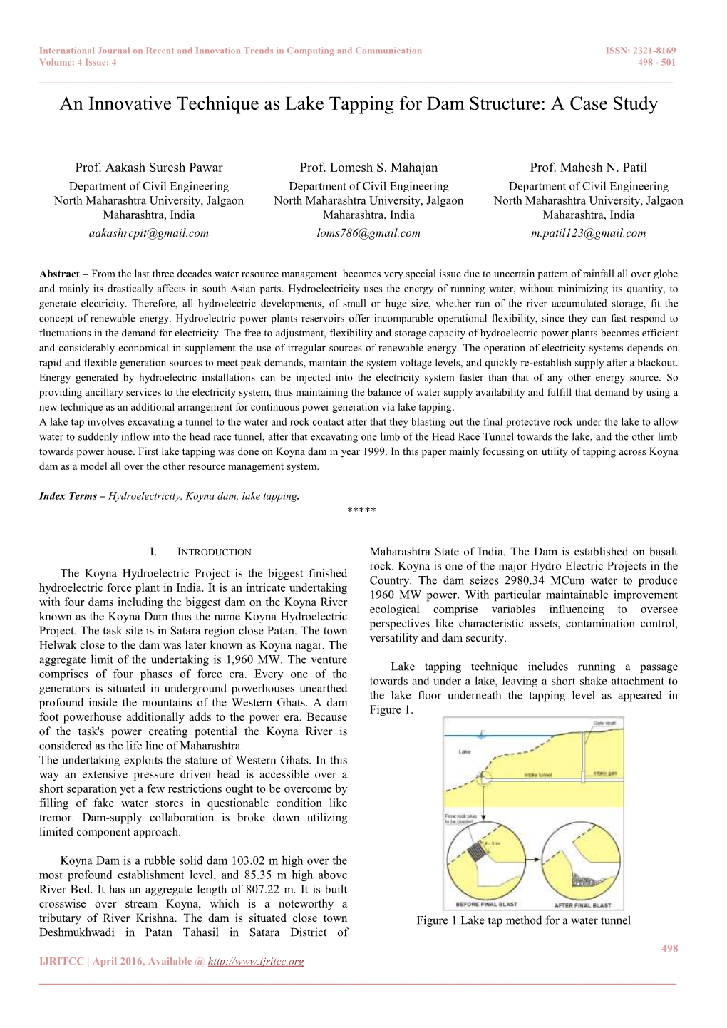 An Innovative Technique As Lake Tapping for Dam Structure: a Case Study