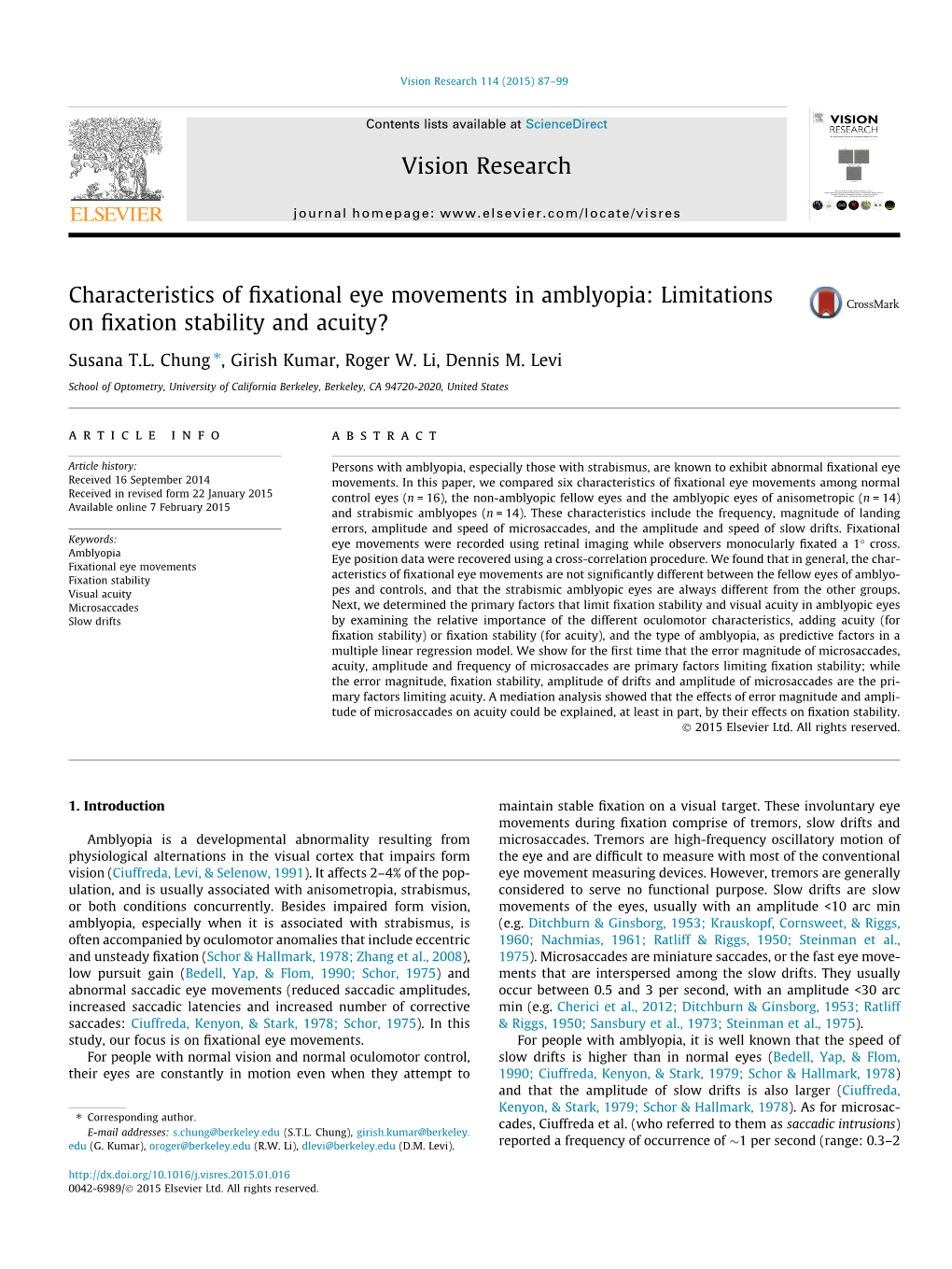 Limitations on Fixation Stability and Acuity?