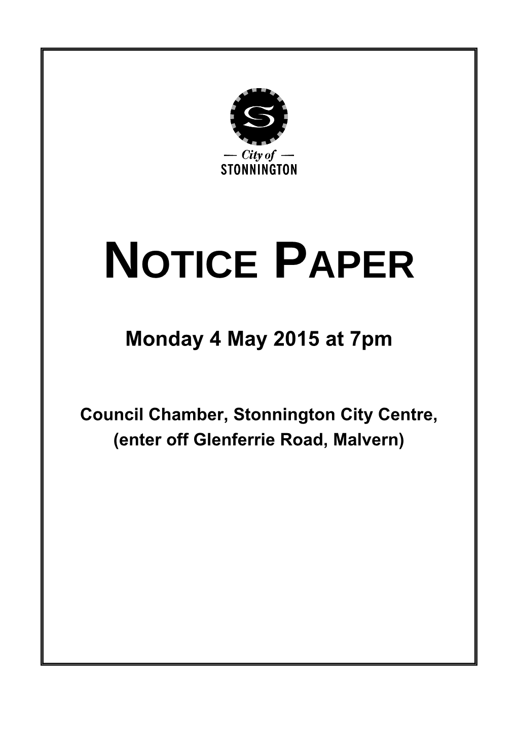 Agenda of Council Meeting - 4 May 2015