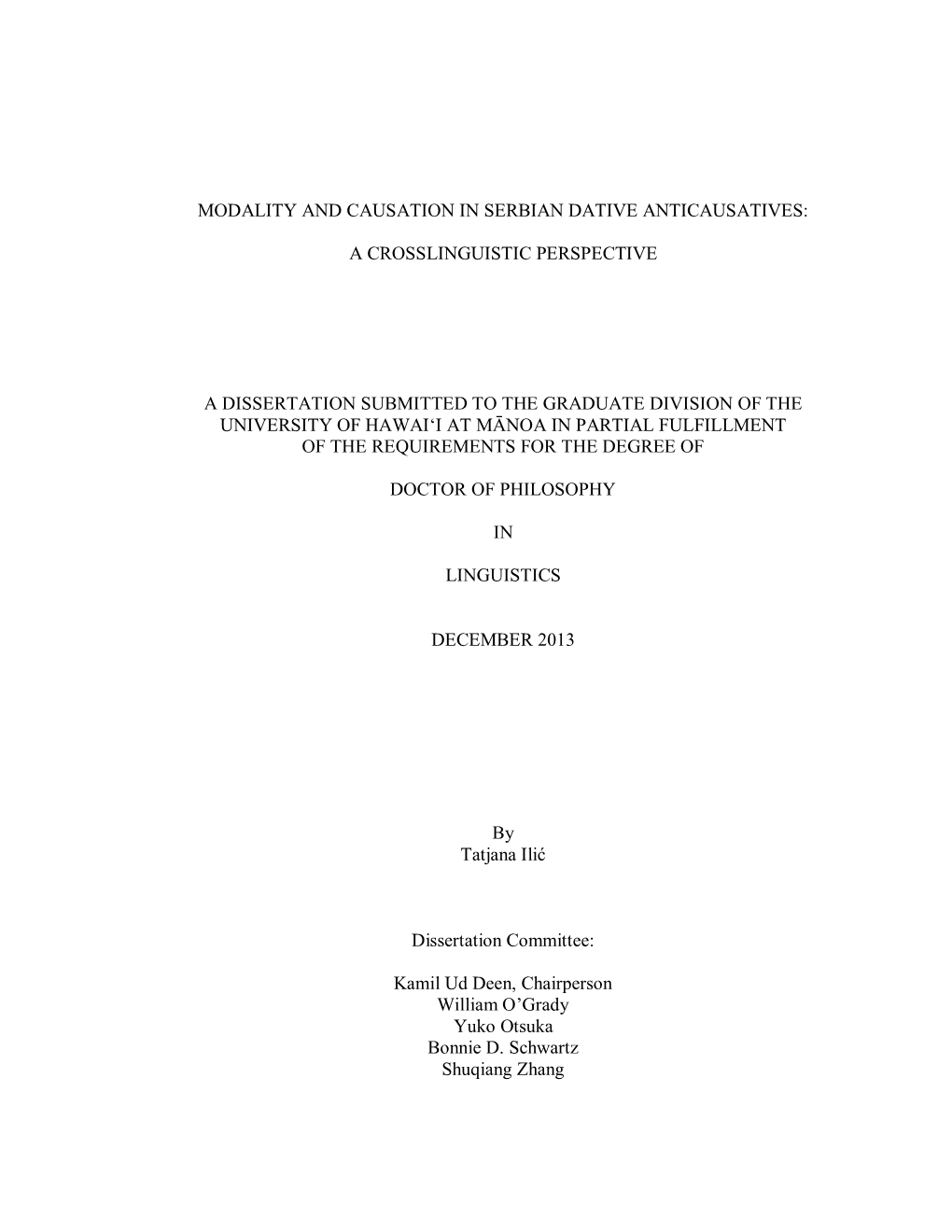 Modality and Causation in Serbian Dative Anticausatives