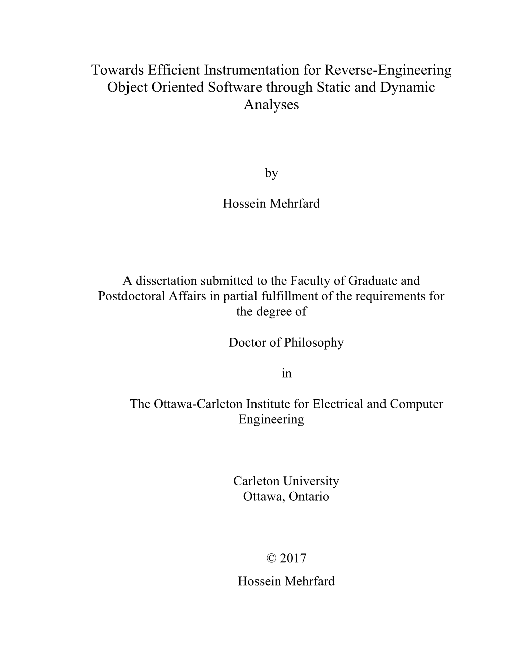 Towards Efficient Instrumentation for Reverse-Engineering Object Oriented Software Through Static and Dynamic Analyses