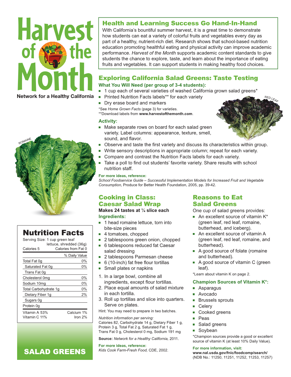 Nutrition Facts Labels** for Each Variety LE AF N Dry Erase Board and Markers *See Home Grown Facts (Page 3) for Varieties