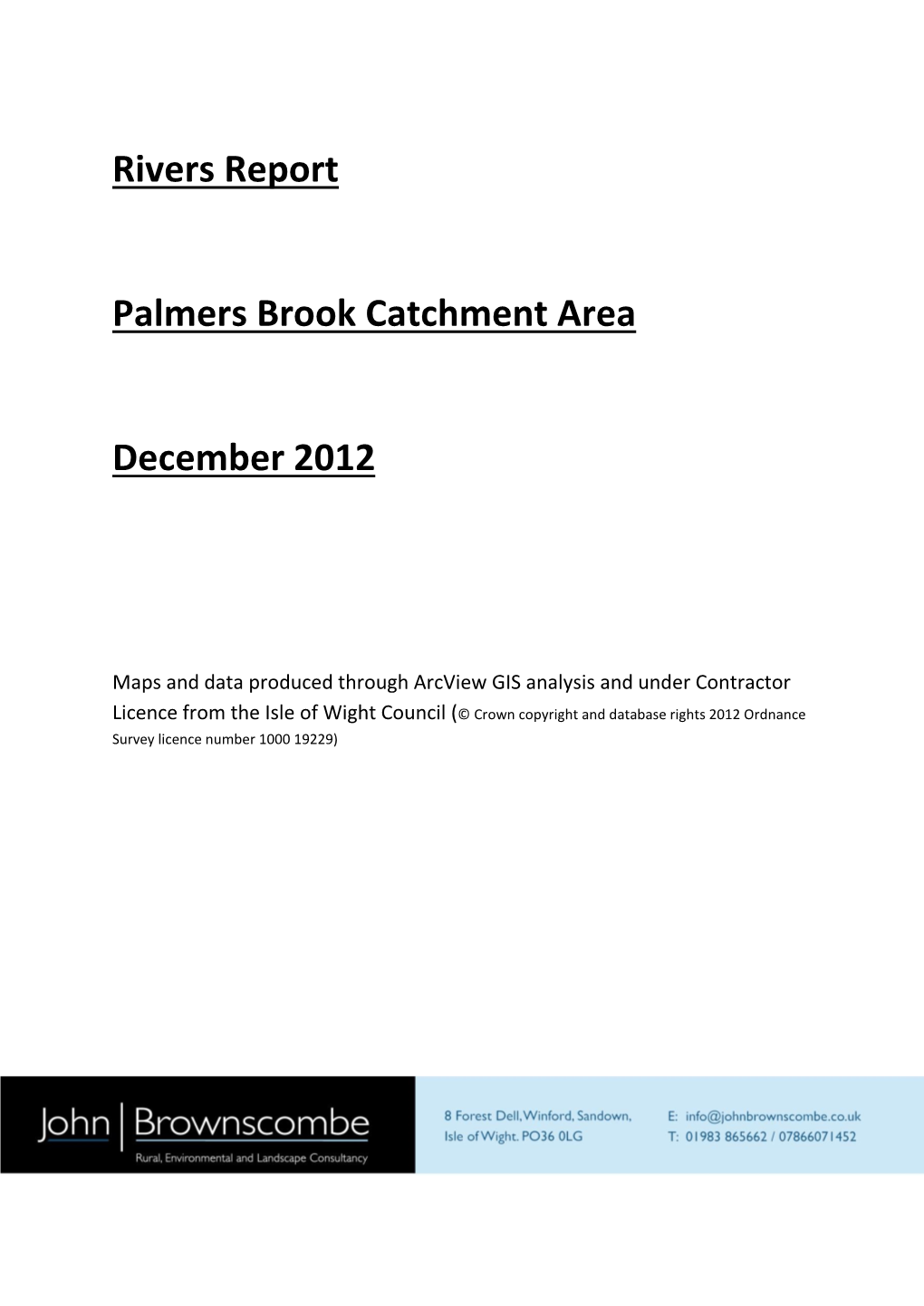 Palmers Brook Catchment Area