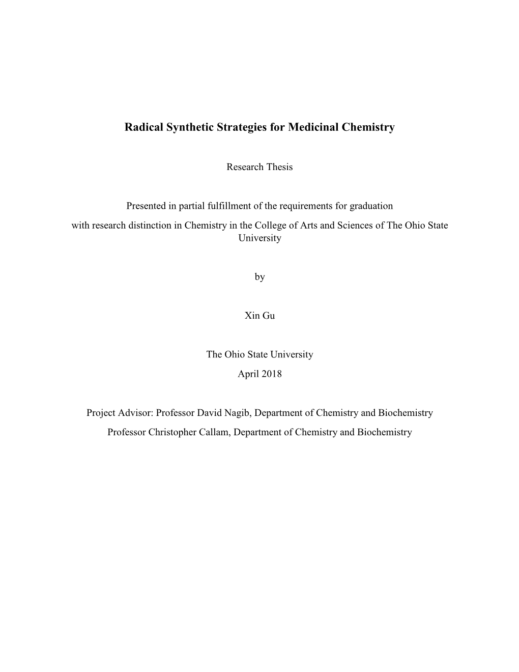 Radical Synthetic Strategies for Medicinal Chemistry